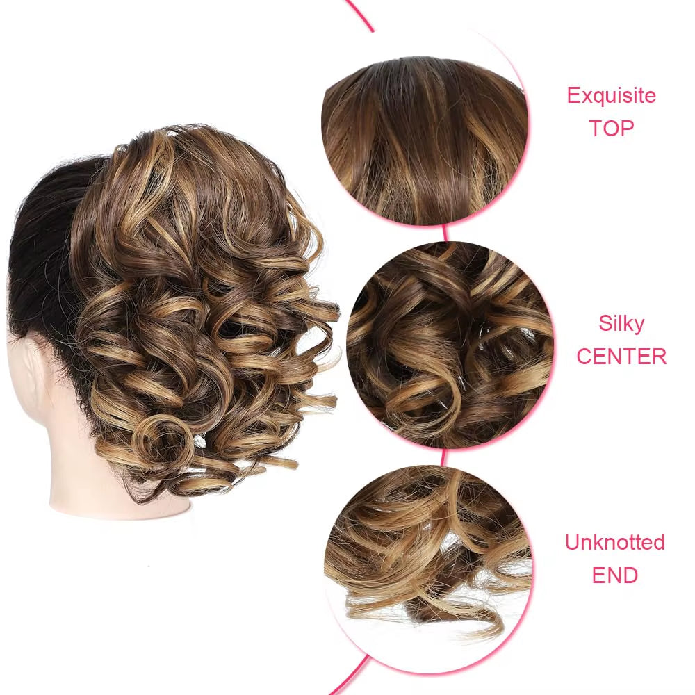 Short Curly Drawstring Ponytail Extensions Synthetic Clip in Hair Extensions Elegant for Daily Use Hair Accessories